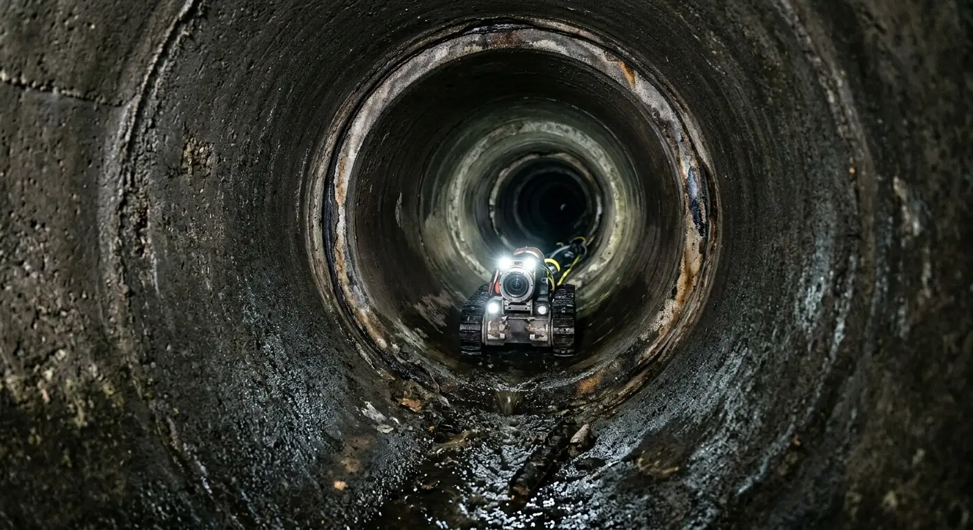 Robotic sewer camera inspecting pipe interior for Sewer Line Repair in Clearwater